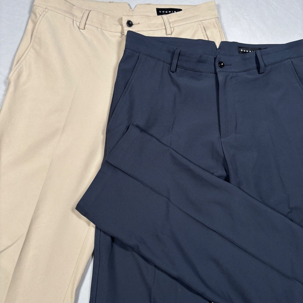 Dunning Golf Pants Mens 32x32 Tan Blue Bundle Performance Stretch Flat  Lot of 2